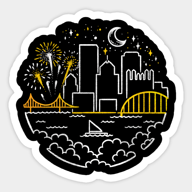 Pittsburgh Monoline Starry Skyline Sticker by polliadesign